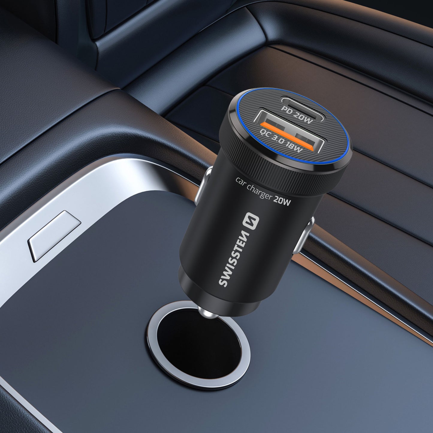 SWISSTEN CAR CHARGER 20W DUO (USB-A+USB-C) 20111901