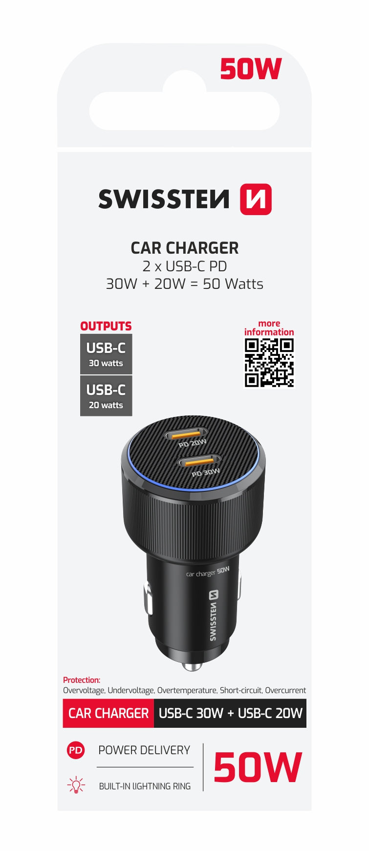 SWISSTEN CAR CHARGER 55W DU0 USB-C 20111905