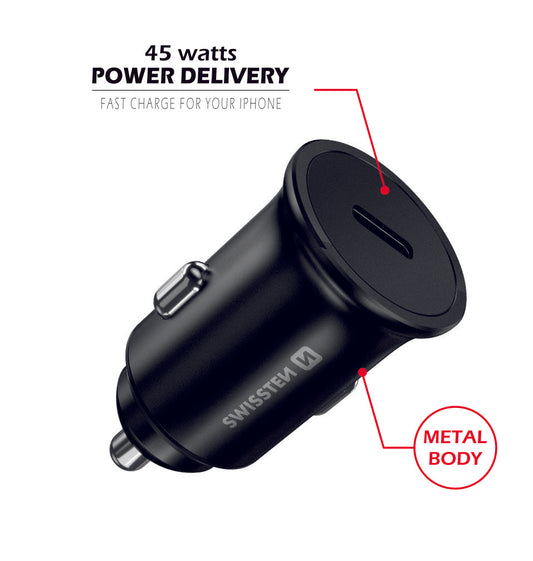 SWISSTEN CAR CHARGER 45W USB-C POWER DELIVERY 20118100