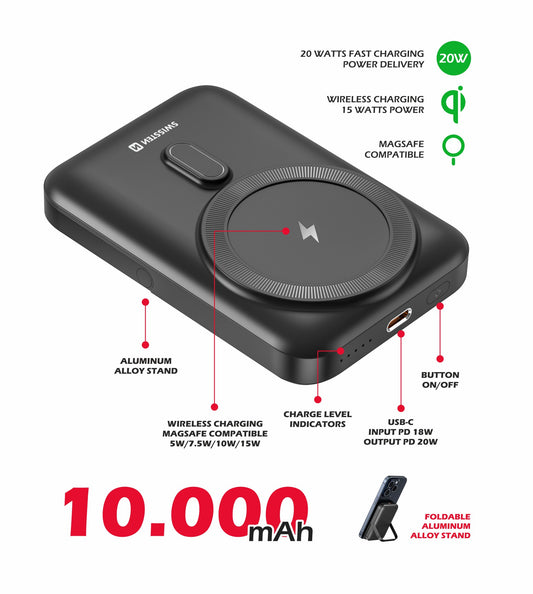 SWISSTEN POWER BANK 10000 mAh POWER DELIVERY Qi MagSafe 20W 22013974