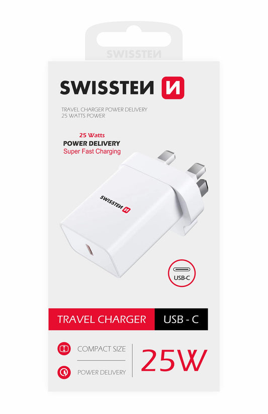 SWISSTEN CARICABATTERIE 25W POWER DELIVERY SUPER FAST CHARGING PRESA UK 22045400