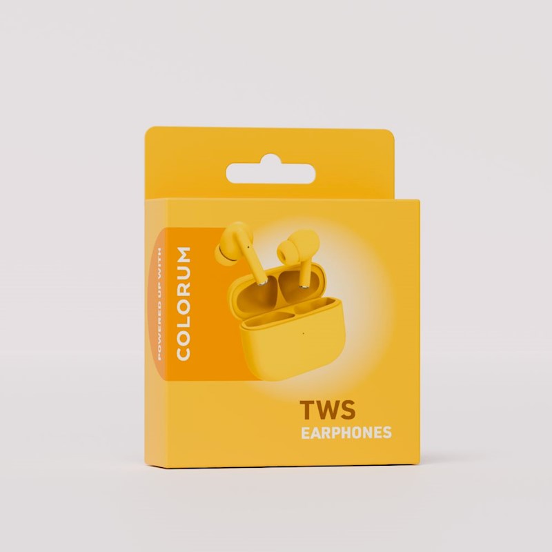 COLORUM TWS EARPHONES AURICOLARI STEREO BLUETOOTH 5.3 CTWS-05 COLORE GIALLO