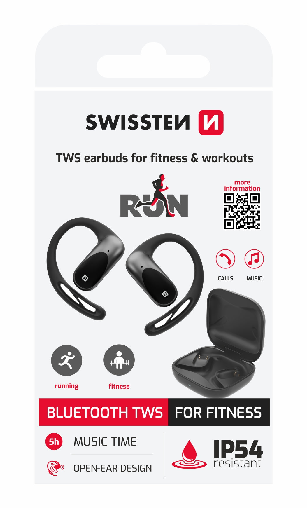 SWISSTEN RUN TWS BLUETOOTH 5.4 EARPHONES AURICOLARI SENZA FILI STEREO NERO