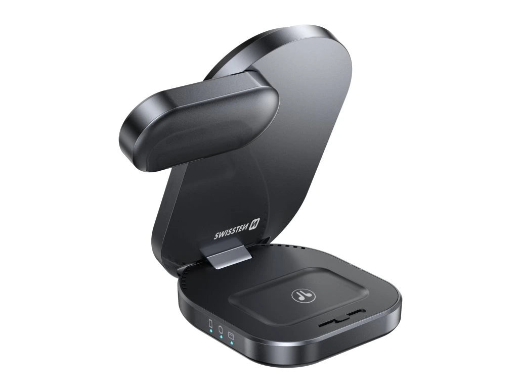 SWISSTEN SUPPORTO DI RICARICA 3 IN 1 DA SCRIVANIA Qi2 MAGSAFE COMPATIBILE PIEGHEVOLE 22055570