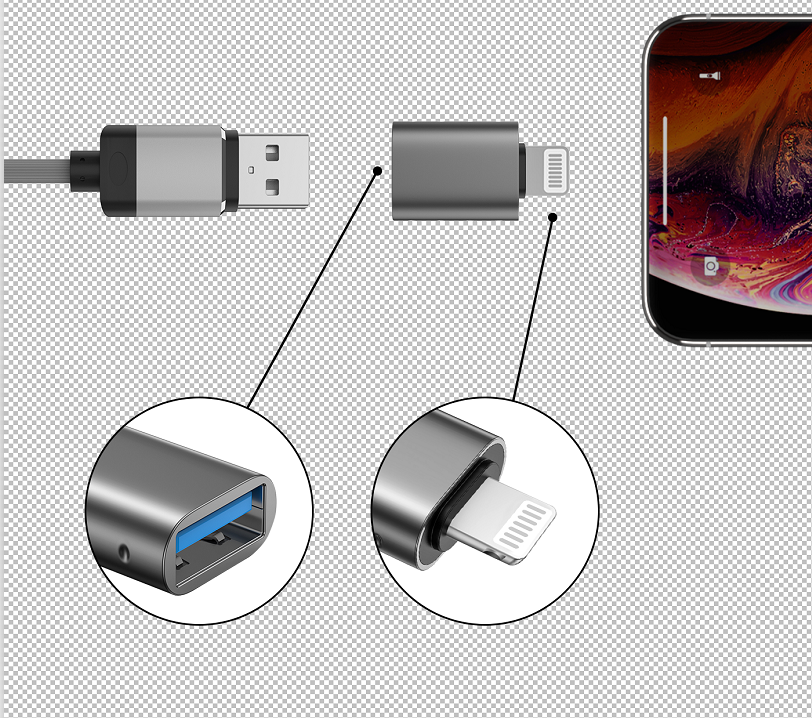 SWISSTEN ADATTATORE DI RICARICA ED OTG (TRASFERIMENTO DATI FINO A 480 MB/s) DA USB-A A LIGHTNING 55500300