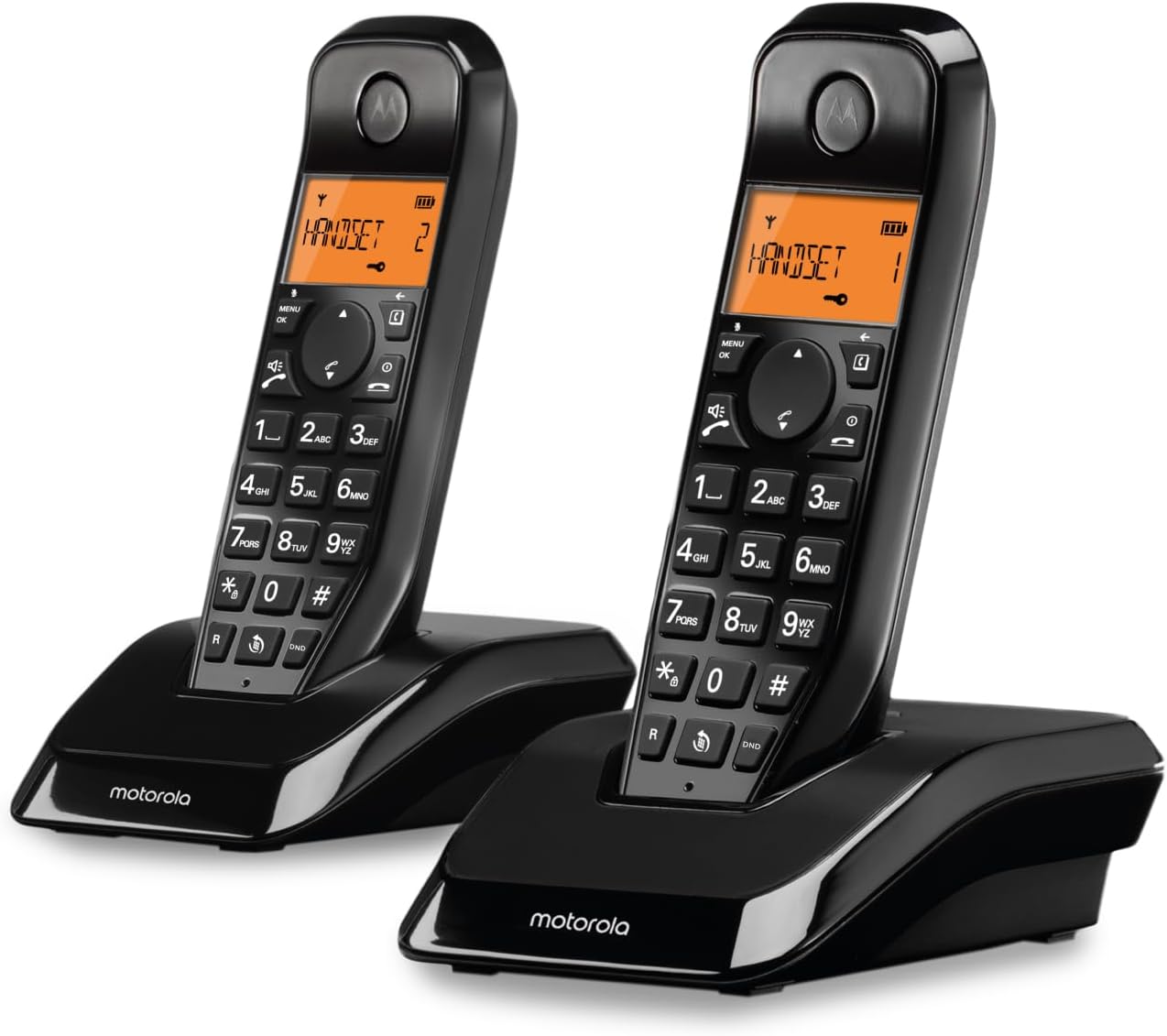 MOTOROLA TELEFONO CORDLESS CON VIVAVOCE BLOCCO CHIAMATE DISPLAY ILLUMINATO S1202 NERO