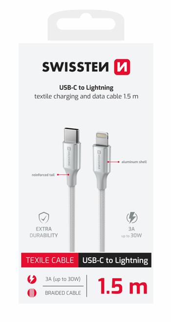 SWISSTEN CAVO DATI INTRECCIATO USB-C / LIGHTNING DA 1,5MT 3A 71529204