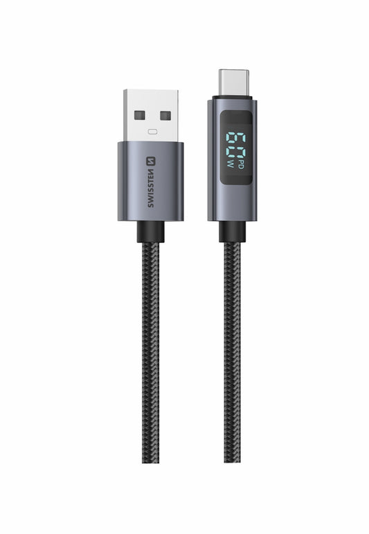 SWISSTEN CAVO DATI LCD USB-A / USB-C DA 1MT 3A 60W 71551073