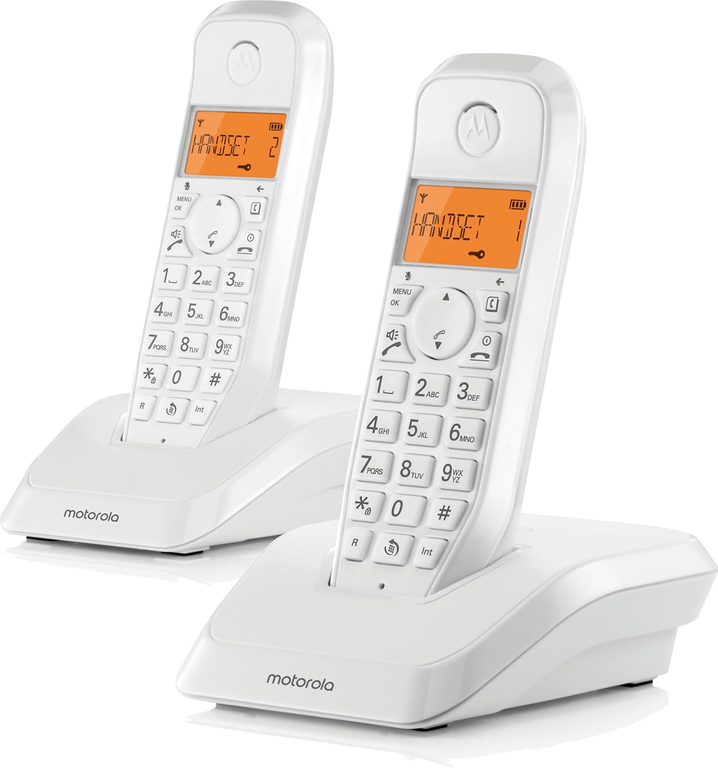 MOTOROLA TELEFONO CORDLESS CON VIVAVOCE BLOCCO CHIAMATE DISPLAY ILLUMINATO S1202 BIANCO