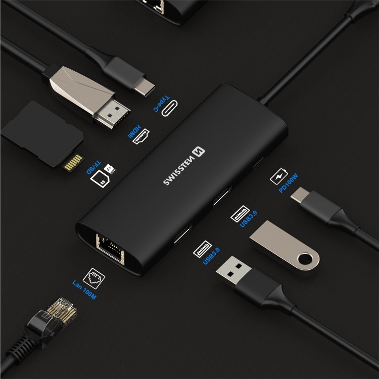 SWISSTEN HUB USB-C 8 IN 1 HDMI 4K 44040203