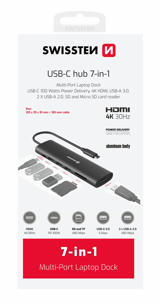 SWISSTEN HUB USB-C 7 IN 1 HDMI 4K 44040202