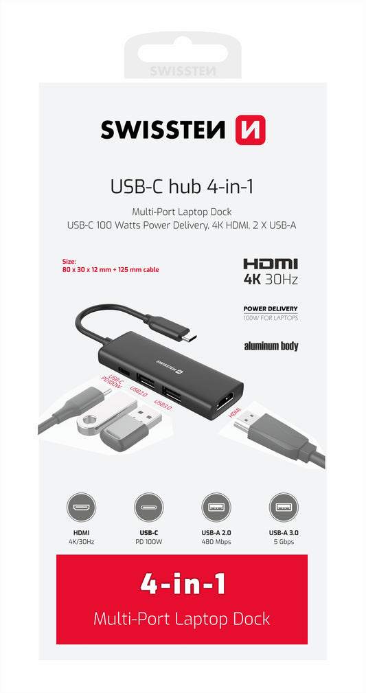 SWISSTEN HUB USB-C 4 IN 1 HDMI 4K 44040201