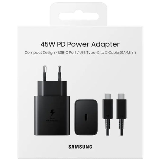 SAMSUNG CARICABATTERIE ORIGINALE UNIVERSALE TYPE-C SUPER FAST CHARGING 45W  CON CAVO USB-C USB-C EP-T4511XBEGEU