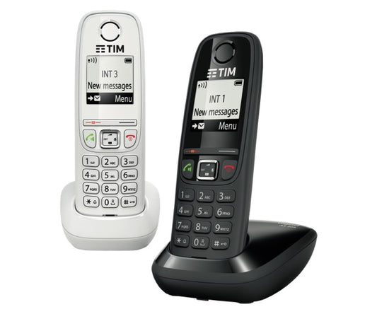 GIGASET TELEFONO CORDLESS DUO VIVAVOCE INTERCOMUNICANTE TIM FACILE START DUO AS405 BIANCO E NERO