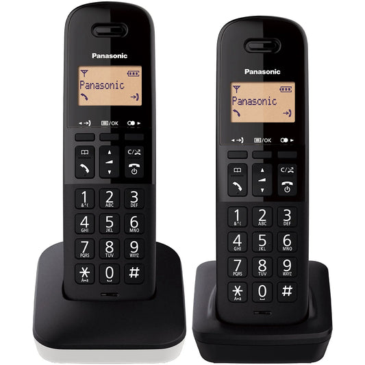 PANASONIC TELEFONO CORDLESS DUO KX-TGB612 BIANCO E NERO