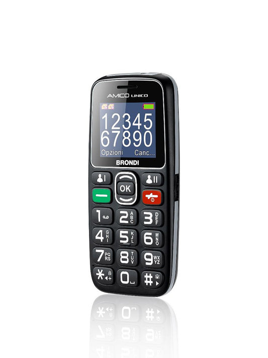 TELEFONO CELLULARE TASTI E NUMERI GRANDI BRONDI AMICO UNICO NERO