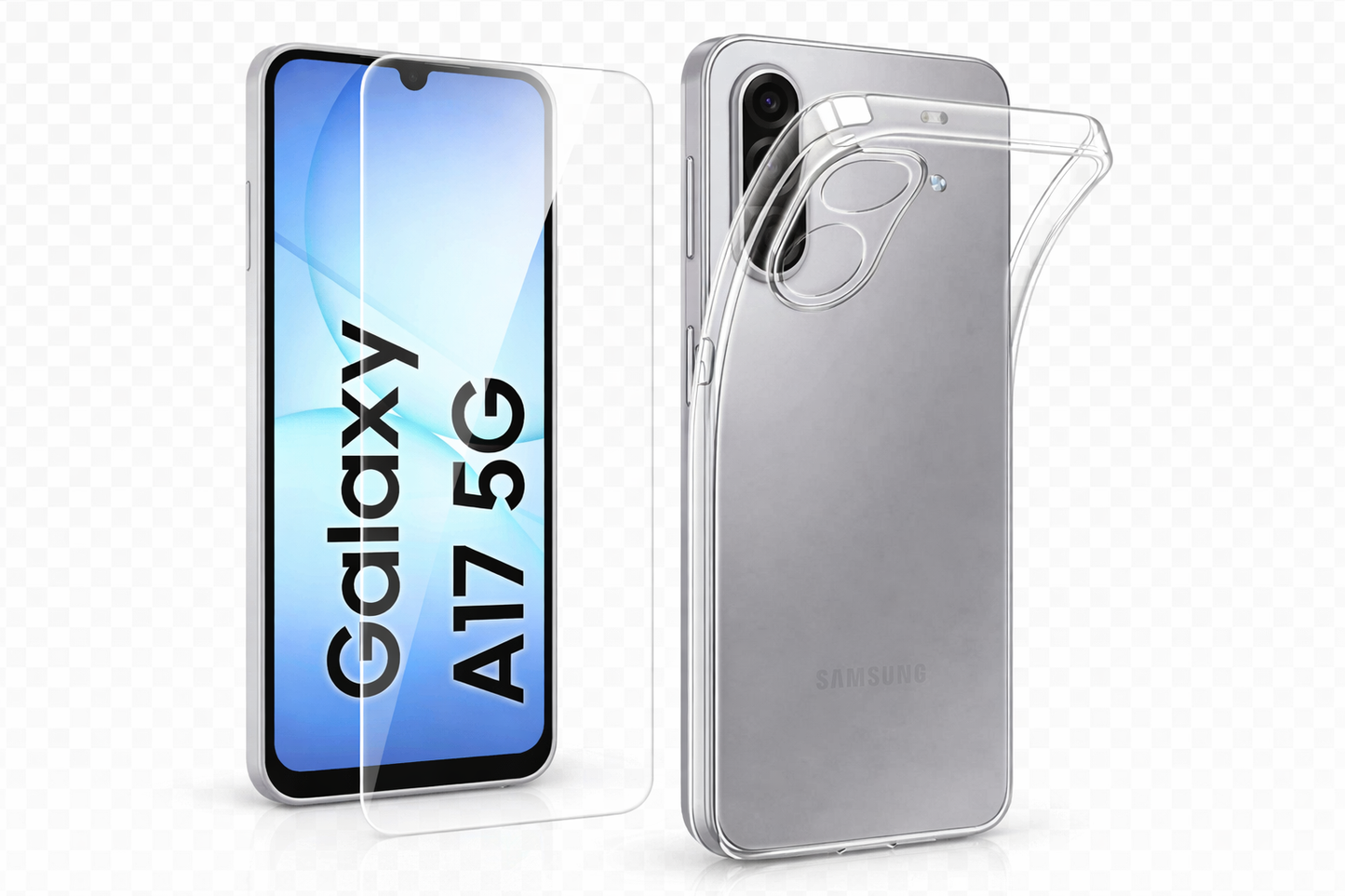 KIT CUSTODIA TRASPARENTE E PROTEZIONE VETRO PER SAMSUNG A17