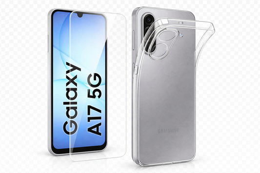 KIT CUSTODIA TRASPARENTE E PROTEZIONE VETRO PER SAMSUNG A17