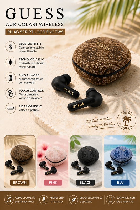 GUESS EARBUDS AURICOLARI STEREO BLUETOOTH