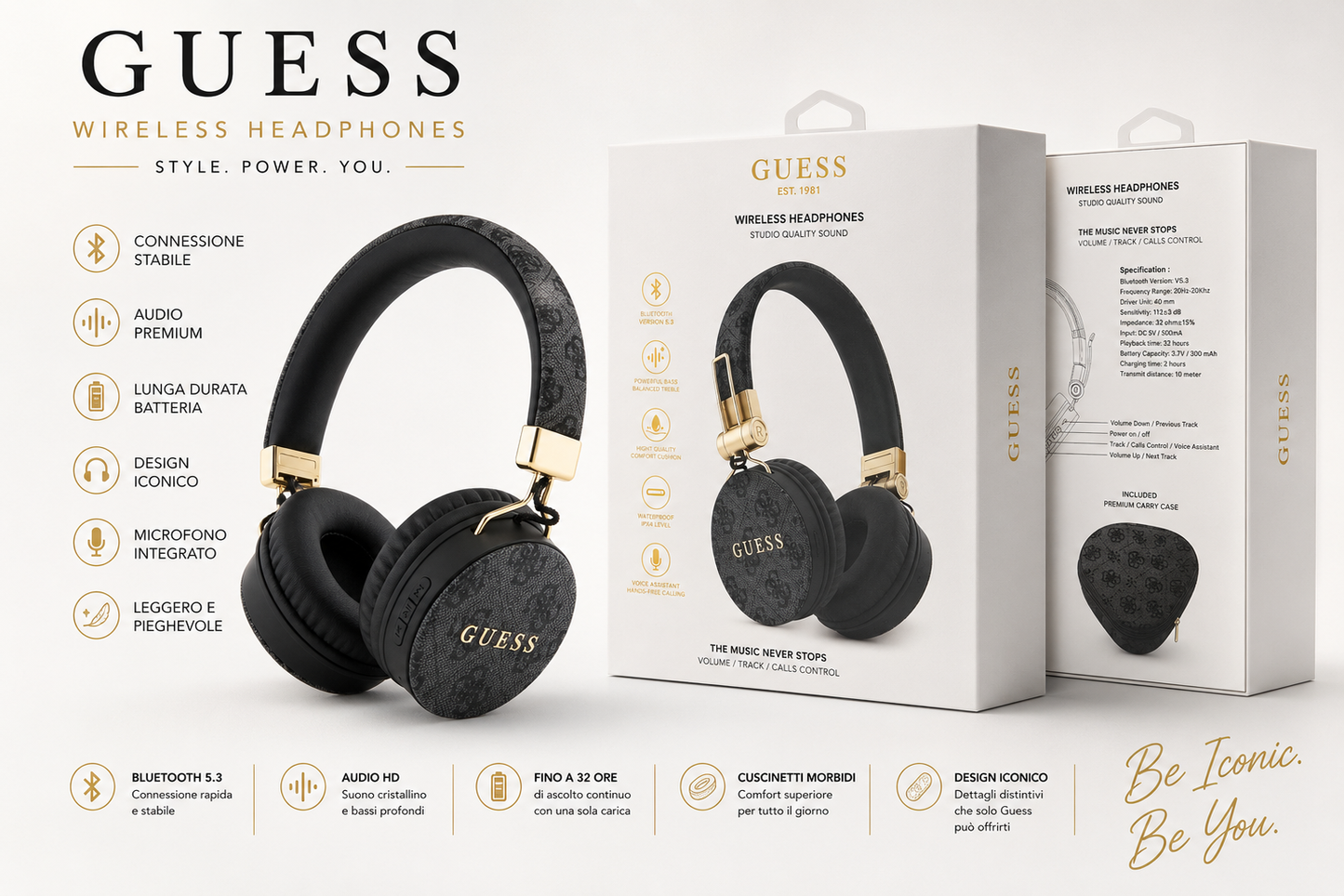 GUESS CUFFIE BLUETOOTH CON MICROFONO