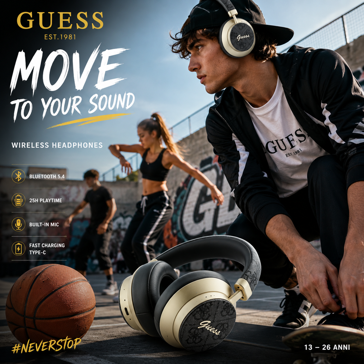 GUESS CUFFIE BLUETOOTH CON MICROFONO ENC ENVIRONMENTAL NOICE CANCELLATION