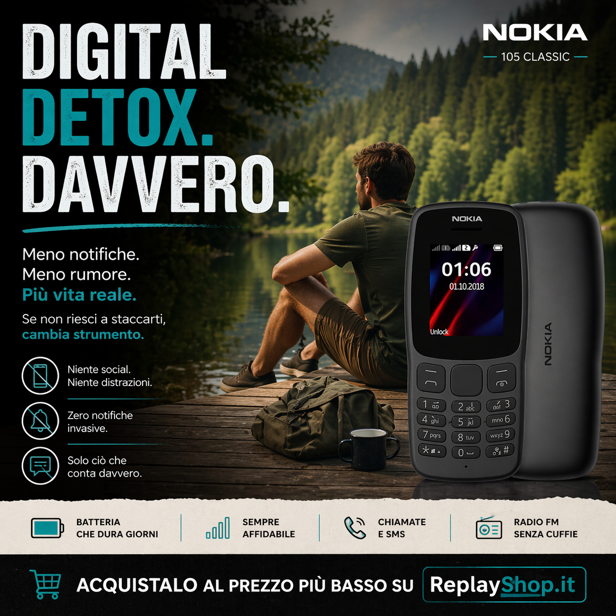 TELEFONO CELLULARE NOKIA 106 DUAL SIM TA-1114 DS