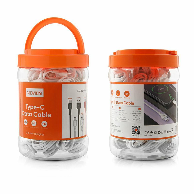 CAVO DATI PVC USB-A USB-C DA 1,0 MT BARATTOLO 30 PEZZI VIDVIE DC09USBC