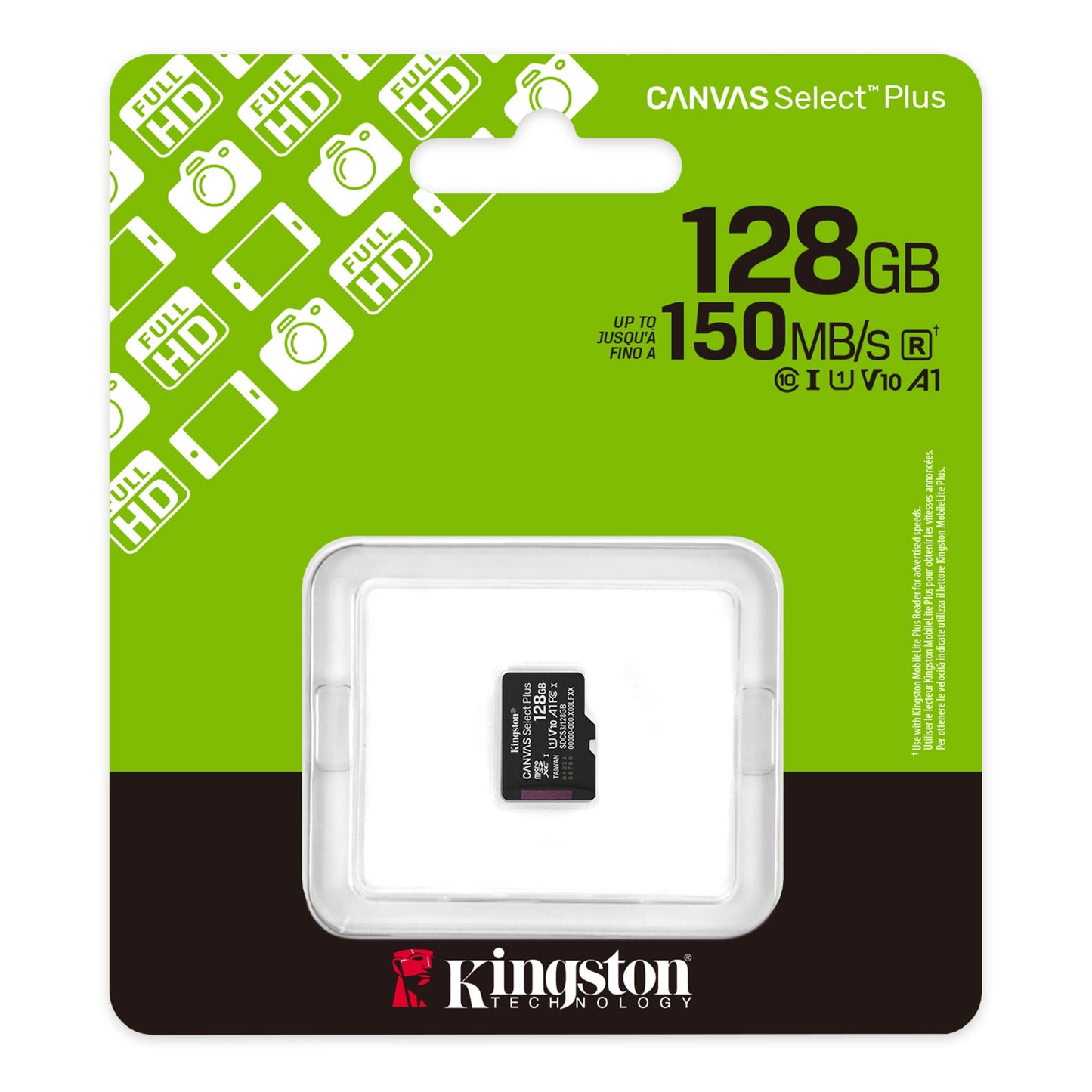 KINGSTON microSDHC 128GB CANVAS SELECT PLUS CLASSE 10 SDCS3/128GB Gen3