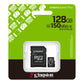 KINGSTON microSDHC 128GB CANVAS SELECT PLUS CLASSE 10 SDCS3/128GB CON ADATTATORE