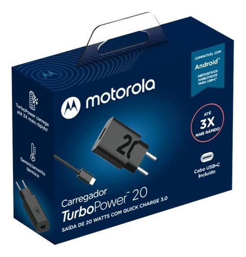 MOTOROLA CARICABATTERIE ORIGINALE USB-A TURBO POWER 20W QUICK CHARGE 3.0 CON CAVO USB-A USB-C SJMC202-C