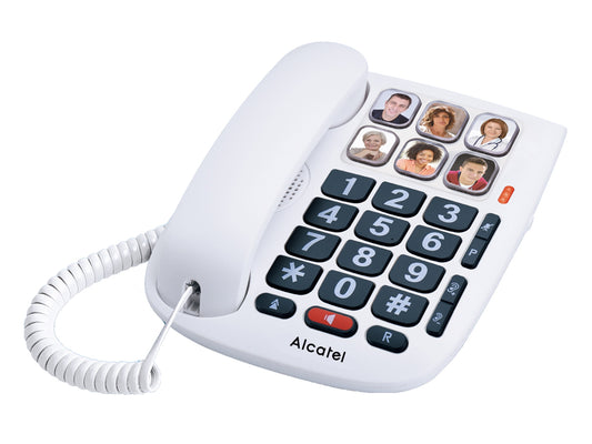 ALCATEL TELEFONO CON FILO VIVAVOCE TASTI GRANDI MEMORIE DIRETTE DISPLAY BIANCO