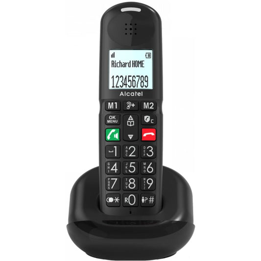 ALCATEL TELEFONO CORDLESS CON VIVAVOCE TASTI E NUMERI GRANDI MEMORIE DIRETTE ASCOLTO AMPLIFICATO XL685 NERO