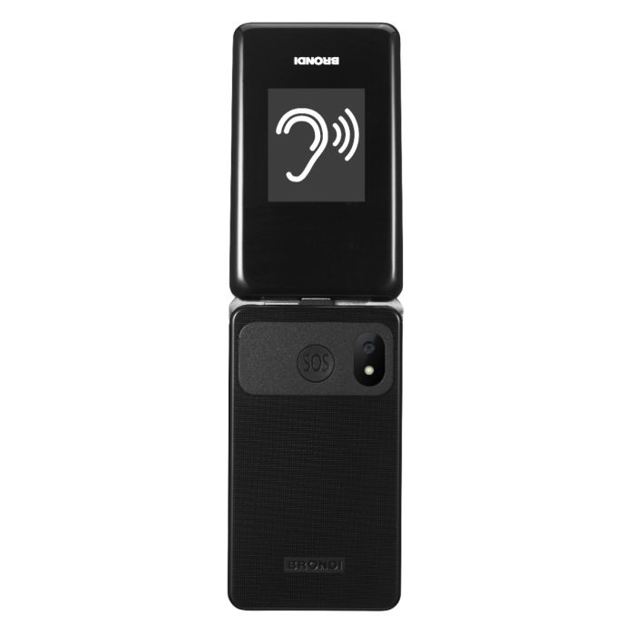 TELEFONO CELLULARE PER ANZIANI FACILE A CONCHIGLIA CON TASTO SOS BRONDI AMICO SUPER TV NERO