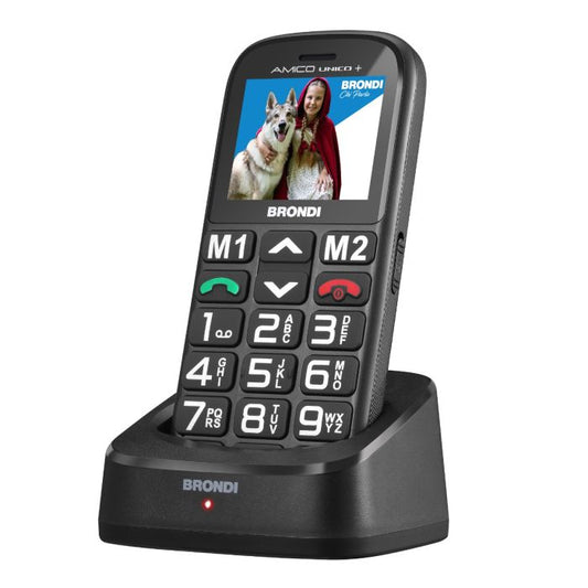 TELEFONO CELLULARE PER ANZIANI FACILE CON TASTO SOS BRONDI AMICO UNICO + NERO
