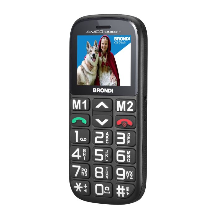 TELEFONO CELLULARE PER ANZIANI FACILE CON TASTO SOS BRONDI AMICO UNICO + NERO