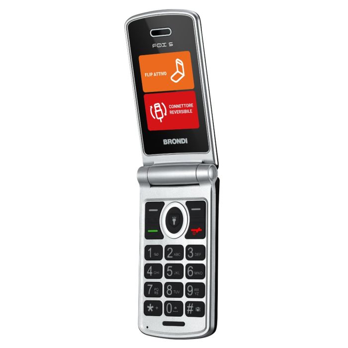 TELEFONO CELLULARE PER ANZIANI FACILE A CONCHIGLIA BRONDI FOX S NERO