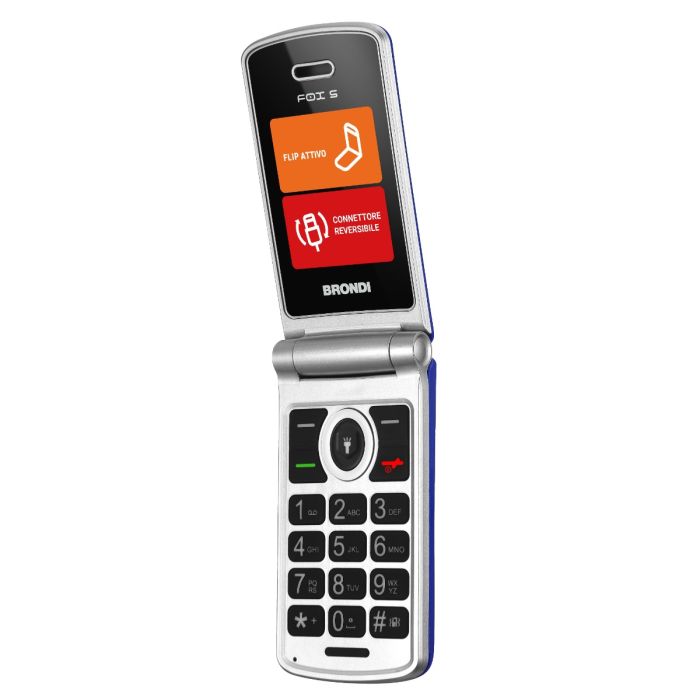 TELEFONO CELLULARE PER ANZIANI FACILE A CONCHIGLIA BRONDI FOX S BLU