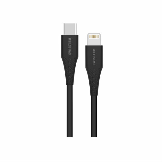 SWISSTEN CAVO DATI GOMMATO USB-C / LIGHTNING NERO DA 1 MT 3A 30W 71506513