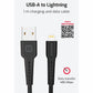 SWISSTEN CAVO DATI GOMMATO USB / LIGHTNING NERO DA 1 MT 2A 10W 71505540