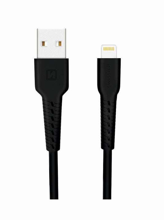SWISSTEN CAVO DATI GOMMATO USB / LIGHTNING NERO DA 1 MT 2A 10W 71505540