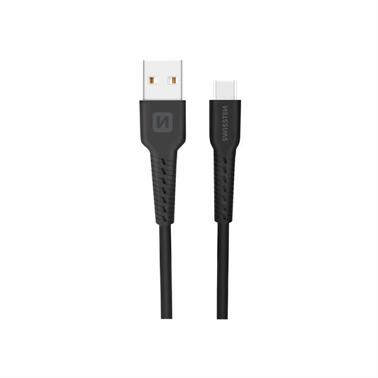 SWISSTEN CAVO DATI GOMMATO USB / USB-C NERO DA 1 MT 2A 10W 71505530