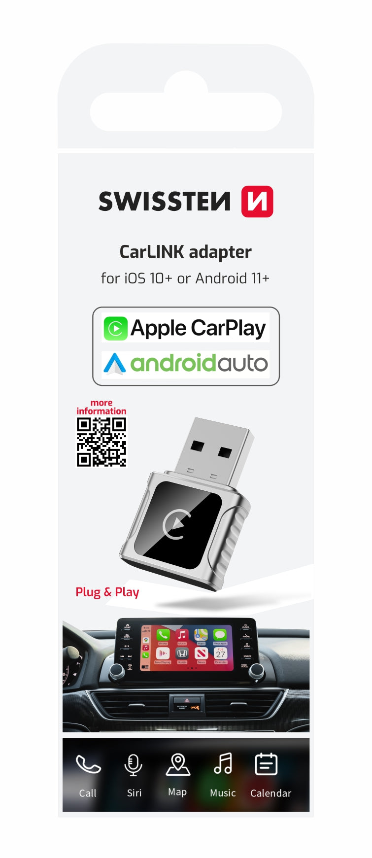 SWISSTEN CARLINK ADAPTER - ADATTATORE APPLE CARPLAY  ANDROID AUTO 20114040