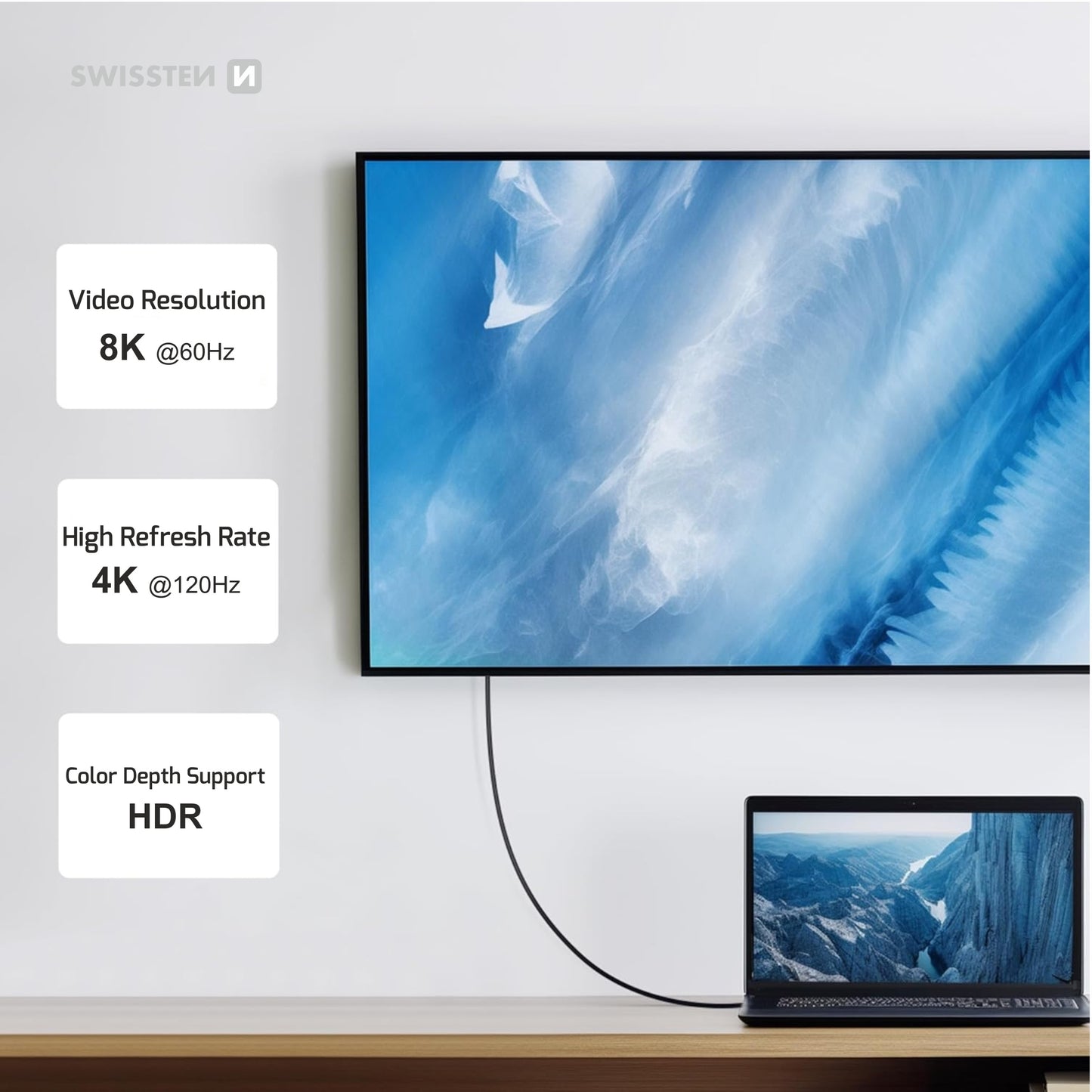 SWISSTEN CAVO DATI VIDEO 4K 8K USB-C / USB-C DA 1,5 MT 240W USB 4.0 72501204