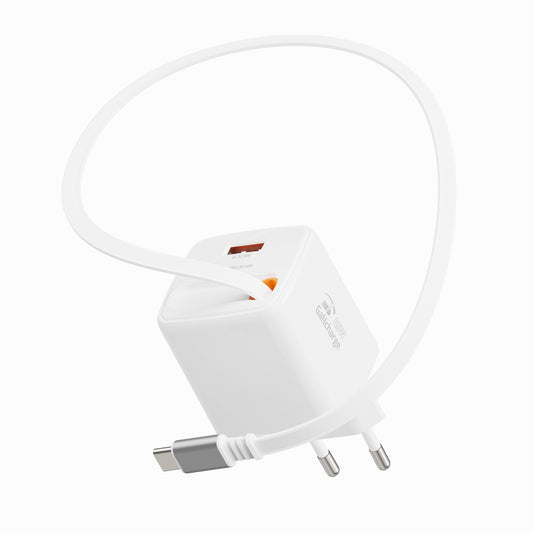 SWISSTEN CARICABATTERIE 45W POWER DELIVERY GaN CON CAVO RETRATTILE  USB-C E PORTA USB 18W 22071350