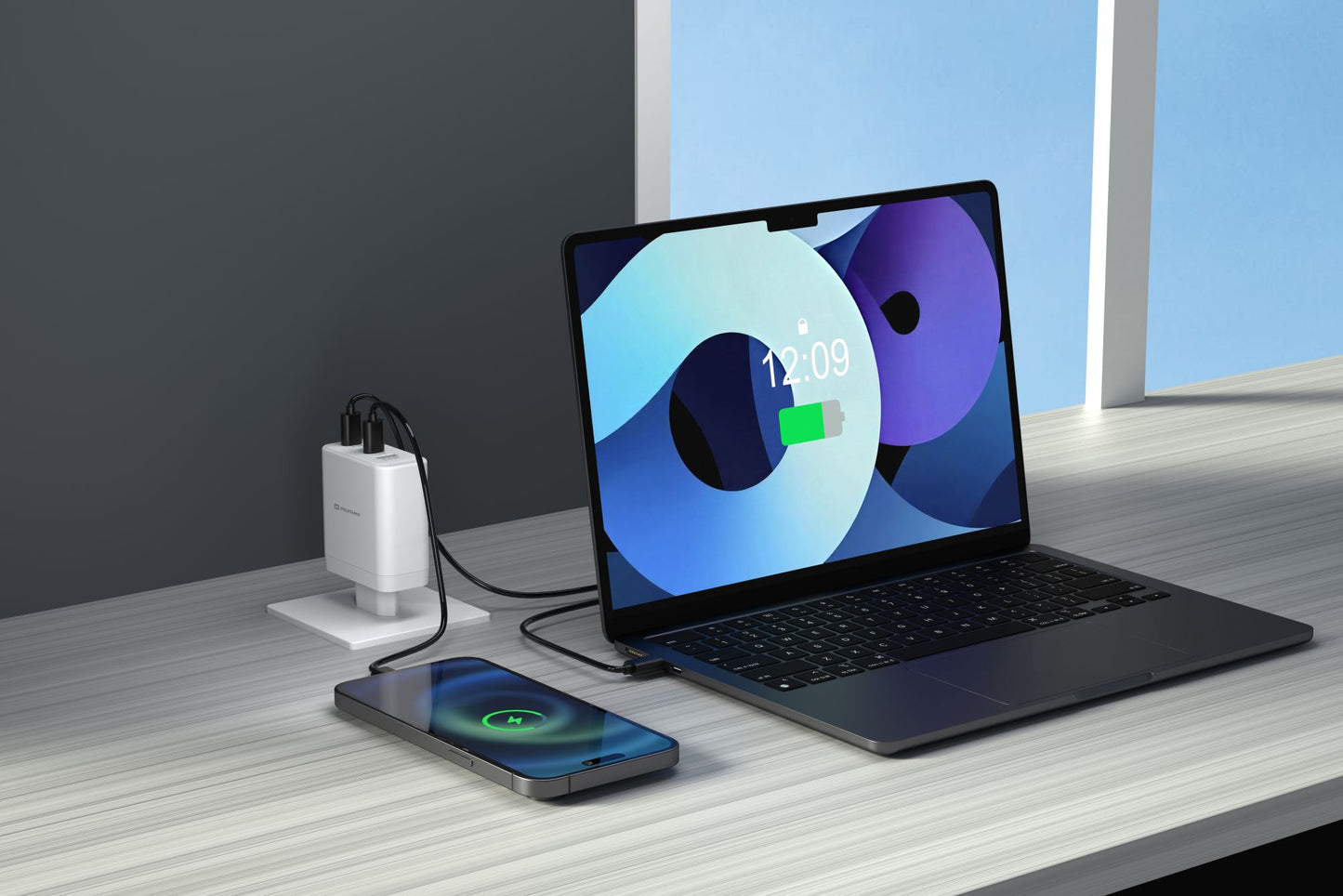 SWISSTEN CARICABATTERIE GaN 100W POWER DELIVERY QUICK CHARGE 4 PORTE:  2x USB-C PD 100W  1x USB-C PD 20W  1x USB-A QC 30W 22071610