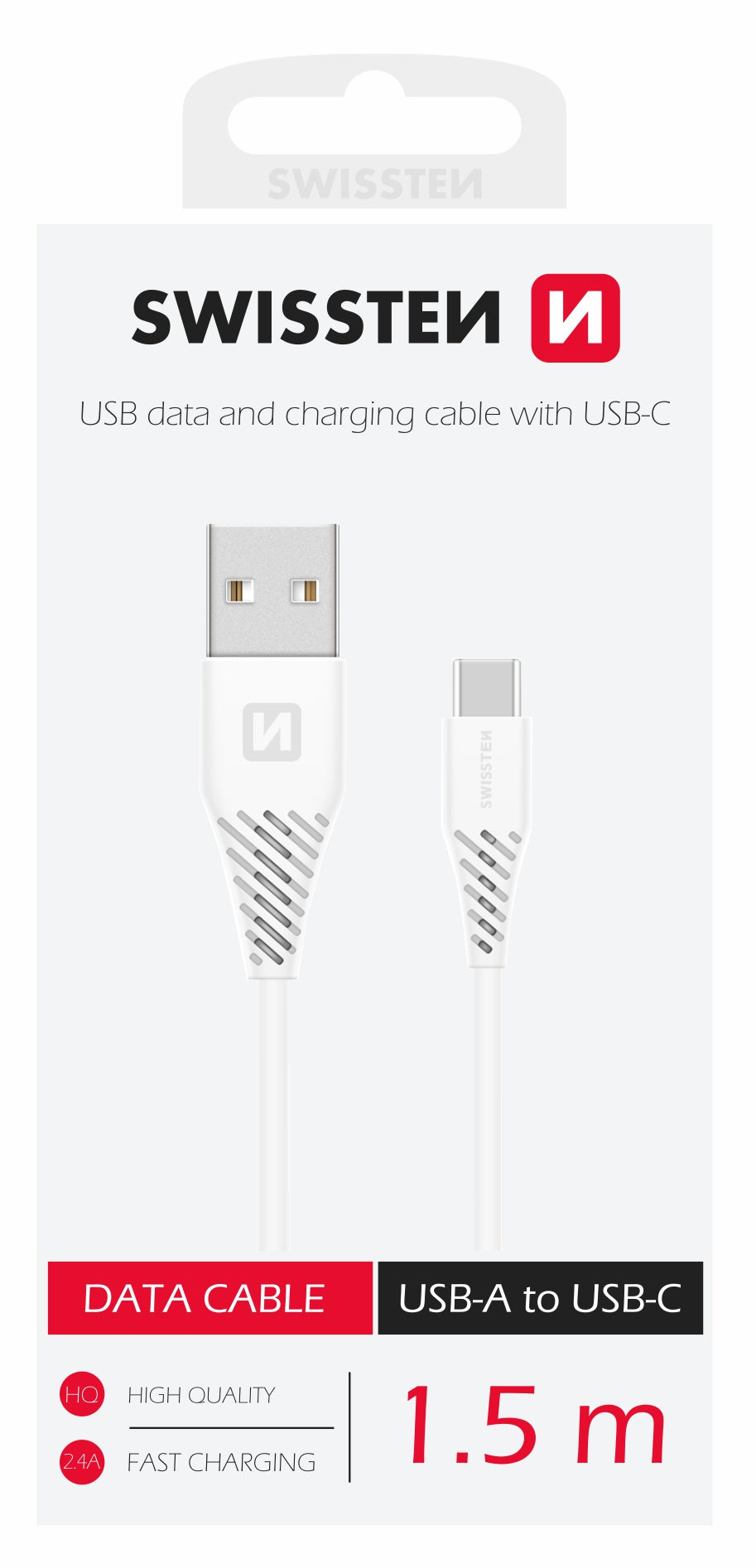 SWISSTEN CAVO DATI GOMMATO BIANCO USB-A / USB-C 1,5 MT 71504400
