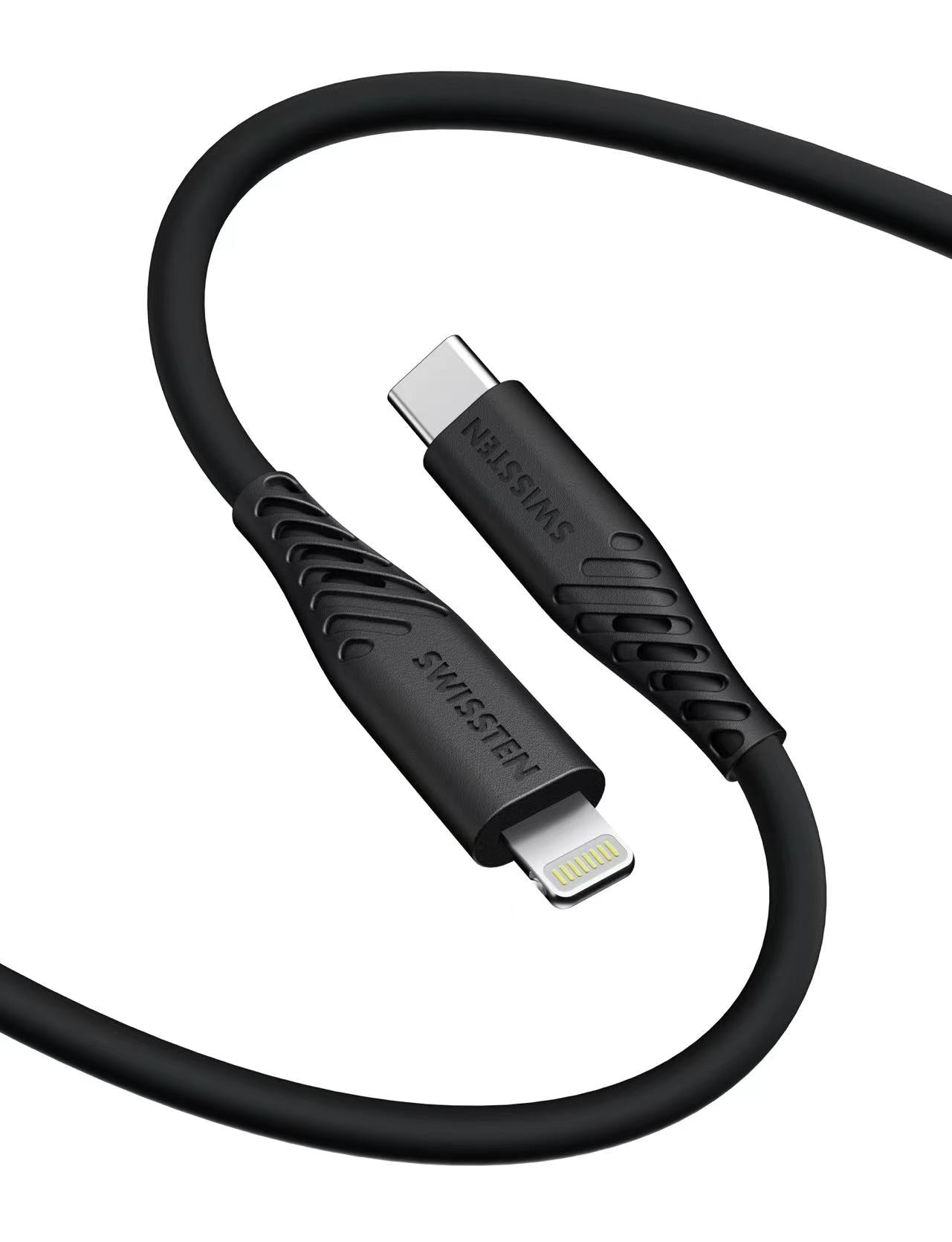 SWISSTEN CAVO DATI GOMMATO USB-C / LIGHTNING NERO DA 1,5 MT 3A 60W 71534010
