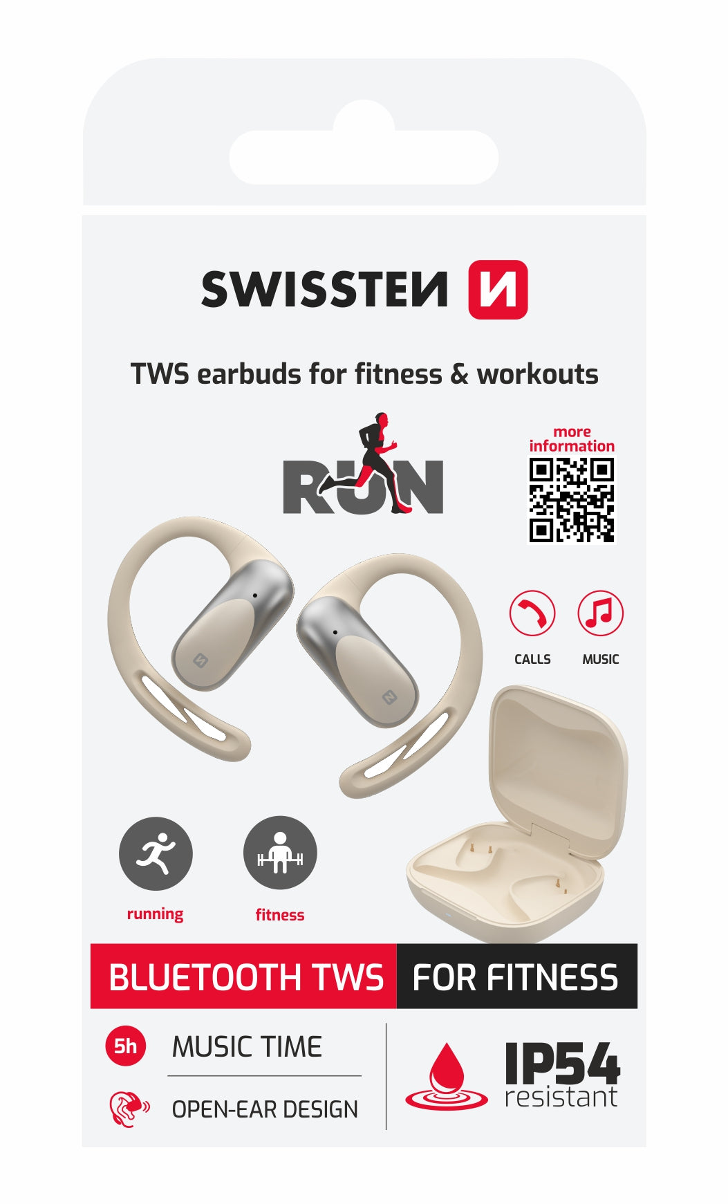 SWISSTEN RUN TWS BLUETOOTH 5.4 EARPHONES AURICOLARI SENZA FILI STEREO BEIGE 51107094